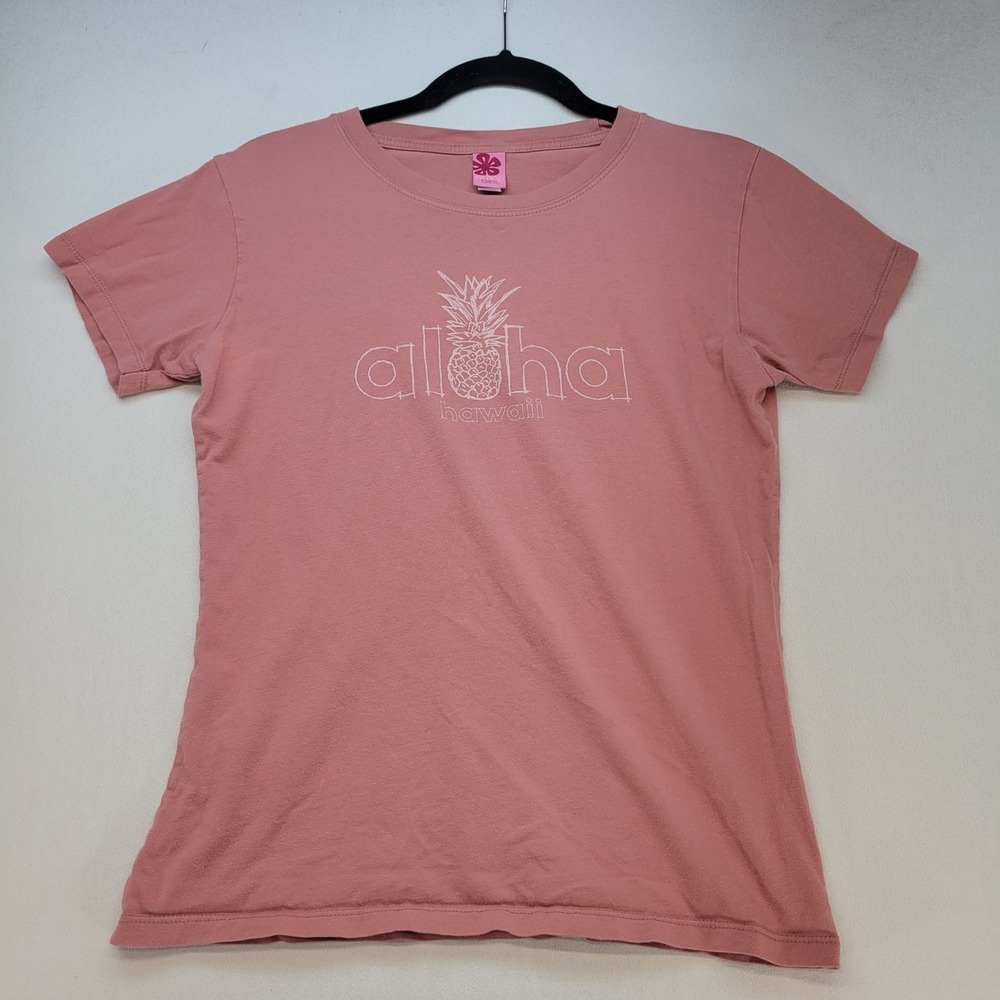 Island Girl Graphic Tee Youth Large Pink Aloha Hawaii Pineapple Short Sleeve